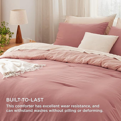 Bedsure Twin/Twin XL Comforter Set, Pink Clay Soft Prewashed Bedding for All Seasons, 2 Pieces GentleSoft™ Bed Set, 1 Lightweight Comforter (68"x88") and 1 Pillowcase (20"x26")