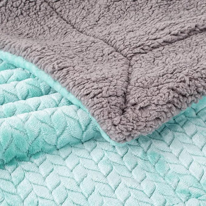 Fuzzy Blanket or Fluffy Blanket for Baby Girl or boy, Soft Warm Cozy Coral Fleece Toddler, Infant or Newborn Receiving Blanket for Crib, Stroller, Travel, Outdoor (40" x 48", MD-Aqua Green)