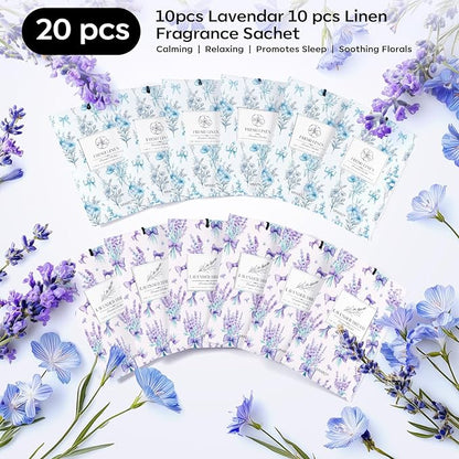 MYARO 20 Packs Lavender Linen Scent Sachet Long Lasting Closet Drawer Deodorizer Home Air Freshener Room Odor Eliminator