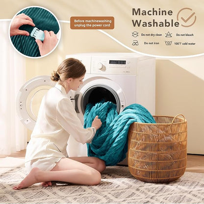 Homemate Electric Heated Blanket Queen Size - 84"x90" Heating Blanket Queen Size Dual Control 1/2/4/6/8 Hours Auto-Off 10 Heat Level Over-Heat Protection Soft Flannel Sherpa ETL Certification