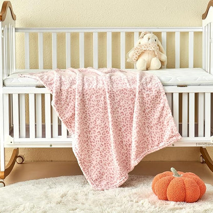 Yurhap Leopard Print Baby Blanket Fleece Baby Blankets for Girls, Ultra Soft Cozy Fluffy Infant Toddler Newborn Receiving Blankets for Crib Stroller, 30"x40", Light Pink