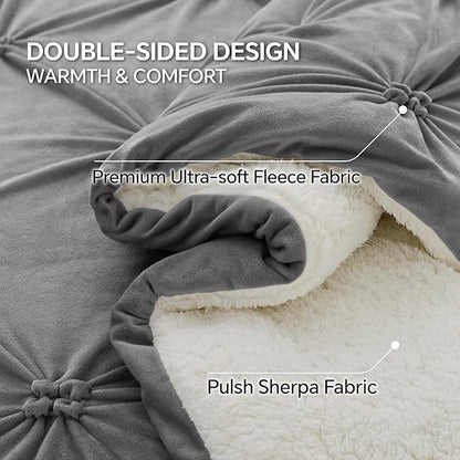 BEDELITE Pituck Fluffy Queen Comforter Set - Super Soft Sherpa Grey Comforter for Queen Size Bed, Luxury Warm Bedding Set for Winter, Fuzzy Bed Set 3 Pieces (1 Comforter, 2 Pillowcases)