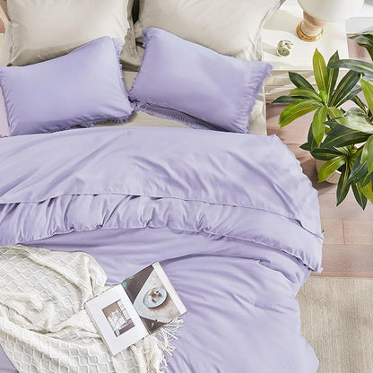 Andency California King Comforter Set Lavender - Purple 3 Pieces Cal King Boho Lightweight Bedding Comforter Sets, Oversized All Season Tassel Soft Fluffy Bed Set (104x96In Comforter & 2 Pillowcases)