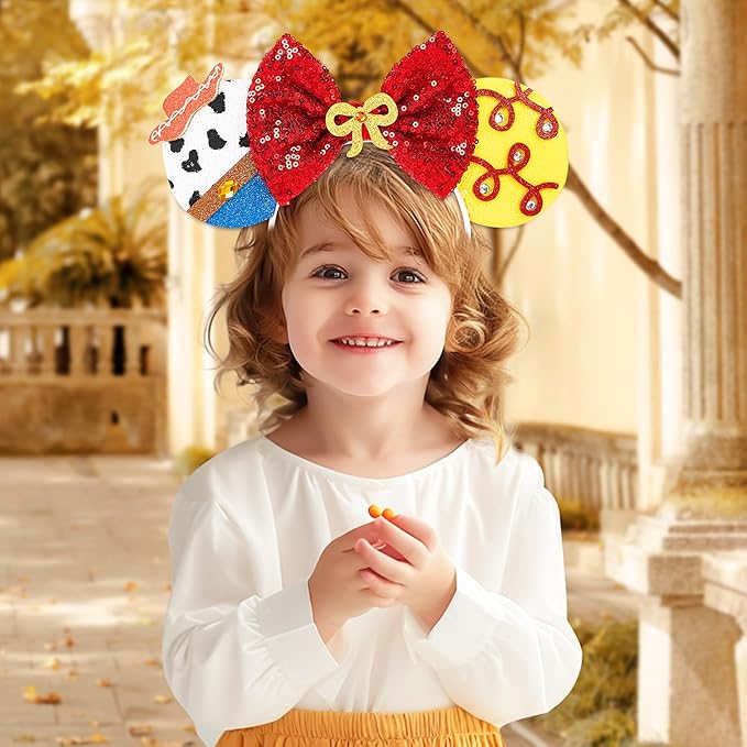 Mouse Ear Headbands,Sparkle Mouse Ears Headband for Women Girls Cartoon Princess Costume Cosplay Decoration (Jessie Hat A)