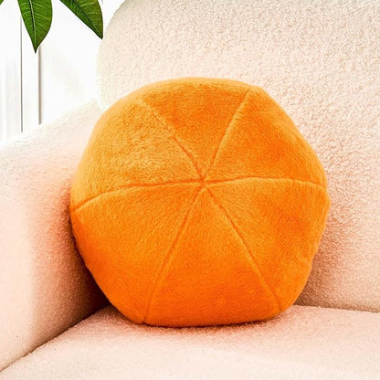 Uvvyui Orange Ball Pillow, 11.8" Cute Round Throw Pillow Faux Rabbit Fur Room Decorative Throw Pillow, Ball Shaped Pillow Plush Cushion for Couch, Sofa, Bedroom