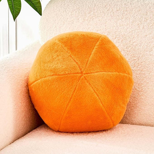 Uvvyui Orange Ball Pillow, 11.8" Cute Round Throw Pillow Faux Rabbit Fur Room Decorative Throw Pillow, Ball Shaped Pillow Plush Cushion for Couch, Sofa, Bedroom