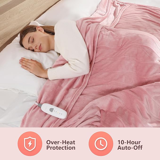 Heated Blankets King Size Electric Blankets 100''X90'', Soft Cozy Flannel Electric Blanket King with Dual Controllers, 5 Heating Level & 10 Hour Auto Off, ETL Certified & Machine Washable, Warm Gifts