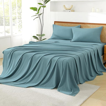 Litanika Grayish Teal Queen Size Comforter Set with Sheets - 7 Pieces Bed in a Bag Queen Boho Tufted Complete Bedding Sets with Comforter, Sheets, Pillowcases & Shams