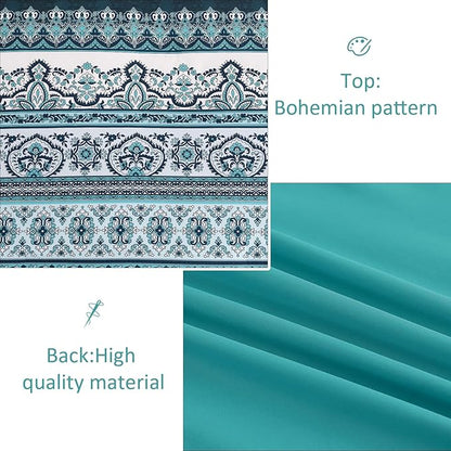 Cottolester Boho Full Size Comforter Set 8 Pieces, Teal Comforter Bohemian Striped Bed in A Bag, Soft Microfiber Bedding Set for All Seasons