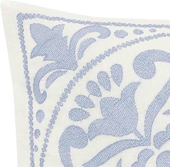 Laura Ashley Home - Throw Pillow with Envelope Closure, Elegant Home Decor for Bed or Sofa (Mila Blue, 18" x 18")