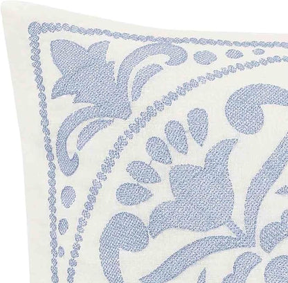 Laura Ashley Home - Throw Pillow with Envelope Closure, Elegant Home Decor for Bed or Sofa (Mila Blue, 18" x 18")