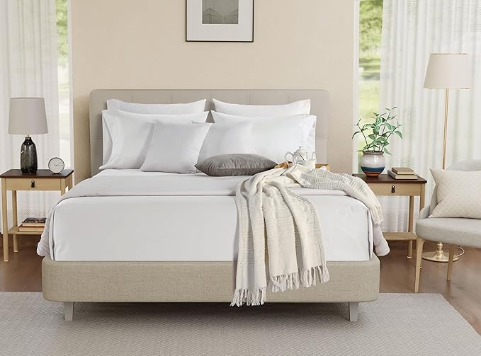 100% Egyptian Cotton Sheets Queen Size Bed Set, Deep Pocket Queen Sheet set, 800 Thread Count Sateen Cotton Bed Sheets, Cool Soft Breathable No Pill Elasticated Luxury White Bedding For All Seasons