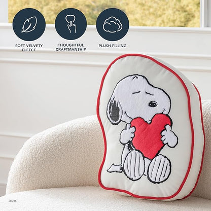 Berkshire Peanuts® Plush Throw Pillow, Gift Idea, Snoopy Cute Character Shaped Cushion, Soft Cozy Decor for Bed Couch Chair(Snoopy Heart Hug Pillow All Colorways, 15.5’’ L)