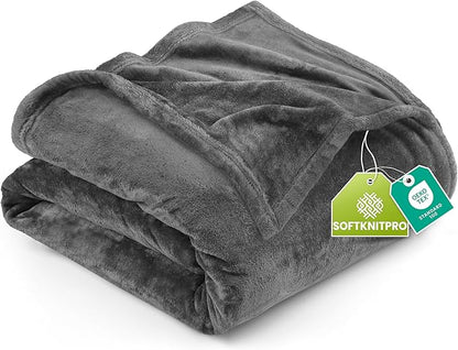 Utopia Bedding Fleece Blanket California King Size Grey 300GSM Luxury Fuzzy Soft Anti-Static Microfiber Bed Blanket (102x96 Inch)