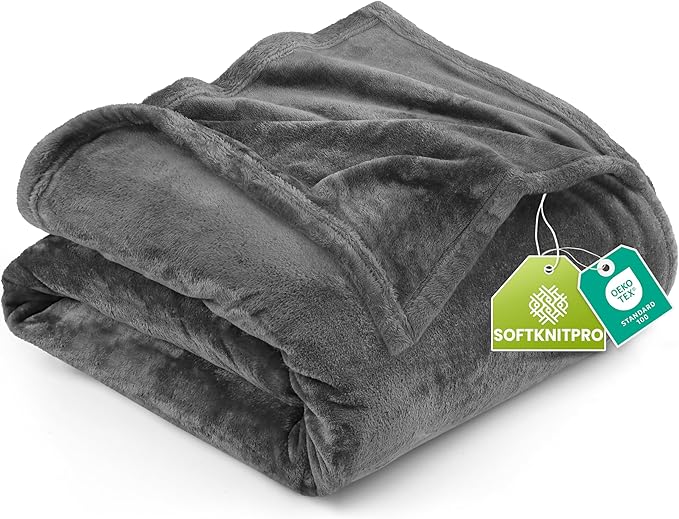 Utopia Bedding Fleece Blanket Queen Size Grey (90x90 Inches) Ultra Soft Warm Lightweight Microfiber Breathable Anti-Static Cozy Winter Bed Blanket, All-Season Home Decor Gift for Men & Women