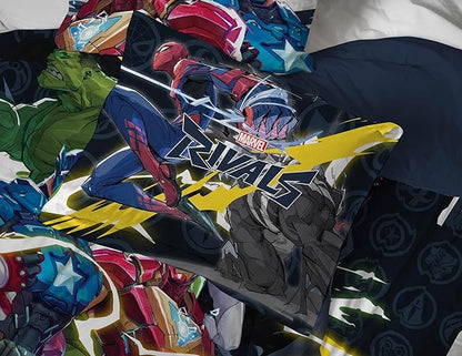 Jay Franco Kids Comforter Set Includes Sheets and Pillow Covers - Soft and Cozy Bed Set for Stylish Room Decor, Official Licensed Bedding, Multi - Marvel Rivals, 7 Piece Full