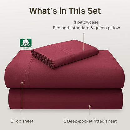 California Design Den 100% Cotton Sheets Twin XL Size Set - Luxury 600 Thread Count, Sateen, Deep Pocket Twin XL Sheets Set, Soft and Cooling Hotel-Quality Bed Sheet Set - Brick Red