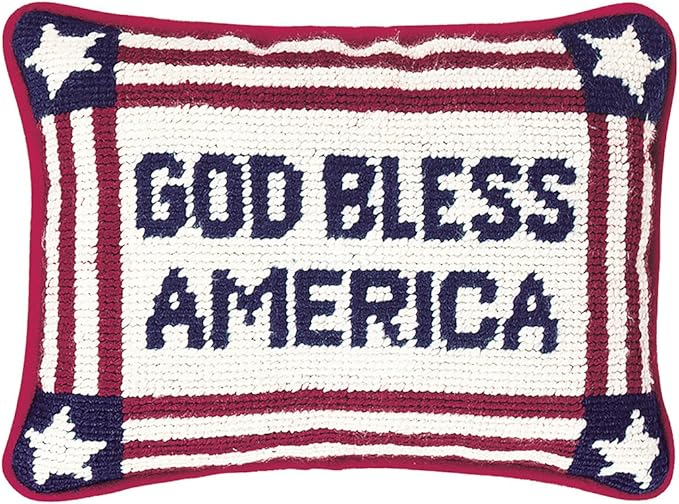C&F Home Patriotic God Bless America Needlepoint Small Petite Mini Accent Pillow 6.5" x 9" Americana 4th of July Liberty USA Home Living Room Sofa Chair Couch Bed Bedroom Decor Decoration 6.5" x 9"
