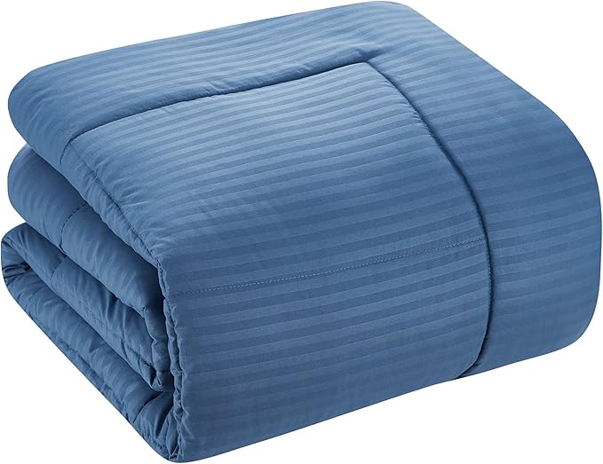 8 Piece Comforter Set Bag with Dobby Stripe Design, Case Pack (Pack of 3)