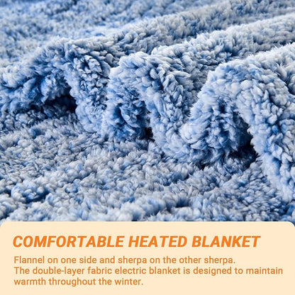 Heated Blanket Heated Throw, Electric Blanket 50"x60" Heating Blanket with 8 Hours Auto Off 10 Fast Heating Levels Machine Washable Sherpa Heated Blanket with Overheating Protection