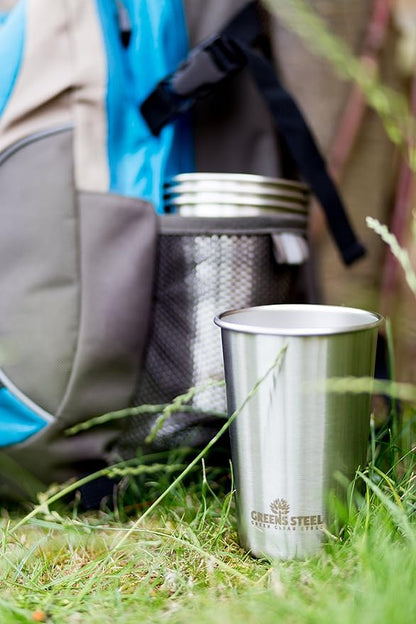 Stainless Steel Cups 20oz - Large Single wall Tumbler - Extra Strong Stackable Durable Pint Cup (2 Pack)