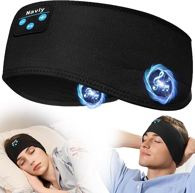 Navly Sleep Headphones, 10Hrs Sports Headband with Soft Cozy Earbuds Comfortable, Headphones Headband with Ultra-Thin HD Stereo Speakers Perfect for Workout,Running,Yoga,Travel