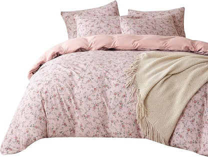 Floral King Comforter Set 3 Pieces Soft Cute Floral Bedding Comforter Lightweight Garden Style King Floral Botanical Comforter Set for All Seasons 1 Comforter and 2 Pillowcases