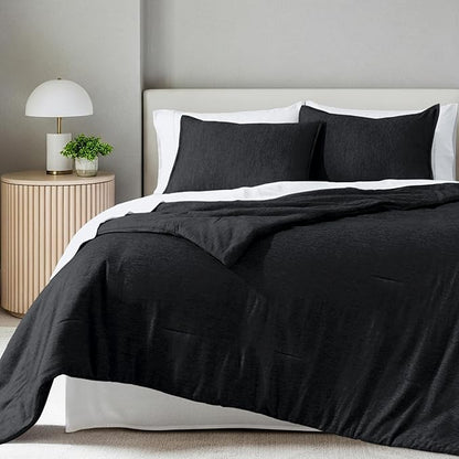 Bare Home Comforter Set - King Size - Ultra-Soft - Goose Down Alternative - Premium 1800 Series - All Season Warmth Comforter (King, Heathered Black)
