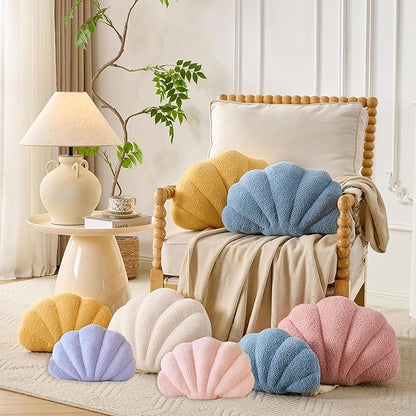 Seashell Throw Pillows Shell Shaped Pillow Light Pink Sea Shell Pillows for Bed Seashell Decorative Pillow Soft Plush Pillow Sea Couch Decoration(18 X 13 inch)