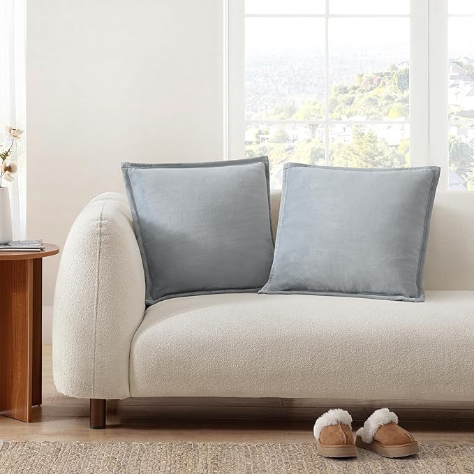 UGG Coco 2-Pack Decorative Pillows - Soft & Plush Throw Pillow Inserts with Throw Pillow Covers - Perfect for Sofa, Bed, Living Room Decor or Home Decor, 20" x 20", Seal Gray