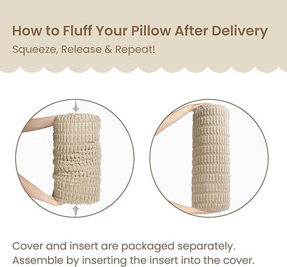 AELS Corduroy Striped Cylinder Pillows, 8" x 24" Decorative Bolster Pillows with Removable Washable Cover and Insert, Body Pillow for Couch and Bed, Living Room Bedroom Nursery Decor, Sand