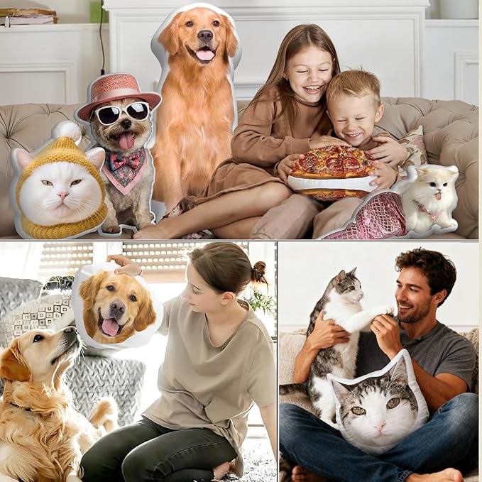 Custom Pet Pillow with Photo - Personalized Dog Cat Shaped Pillow - Personlized Pet Memorial Gifts for Loss of Dogs - Bereavement Gift for Dog Lover for Him or Her