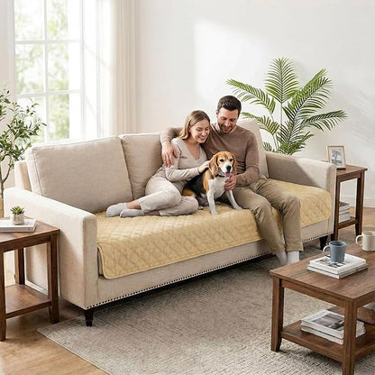 Waterproof Dog Blanket, Couch Cover for Dogs Washable, Reversible Dog Bed Cover, Couch Furniture Protector. (Dark＆Light Beige, 30 X 70 Inch - 1 Pack)