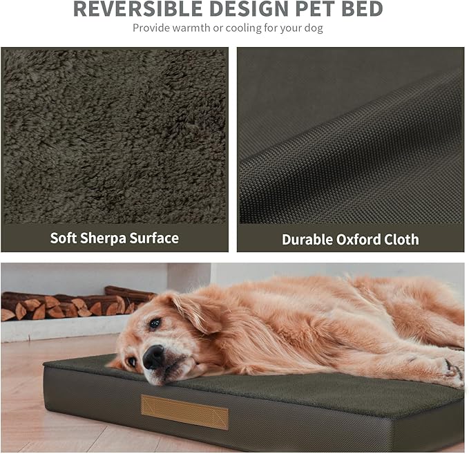 Comfort Dog Bed for Small Dogs & Cats, Waterproof Dog Crate Mat Orthopedic Egg Crate Foam with Washable Removable Cover, Coffee