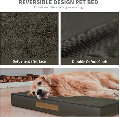 Comfort Dog Bed for Small Dogs & Cats, Waterproof Dog Crate Mat Orthopedic Egg Crate Foam with Washable Removable Cover, Coffee