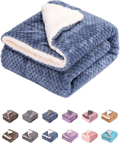 DW Plush Fleece Receiving Blanket for Dog, Cat, and Pet - Warm and Soft, Couch, Sofa, Travel and Outdoor, Camping (24" x 32", Smoked Blue)