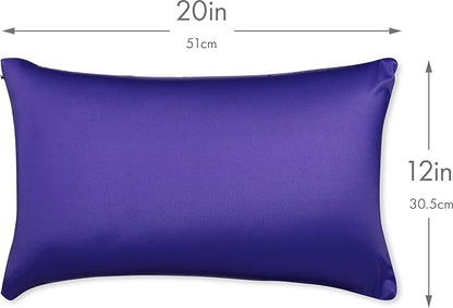 PILLOWY 12x20 Throw Pillowcase (Cover Only) -85/15 Nylon, Spandex - Luxurious, Silky, Stretchy & Soft - 1Pcs Solid Color - A Perfect Choice for Couch Chairs Sofa Bed Adult/Kids Bedroom, Dark Lavendar