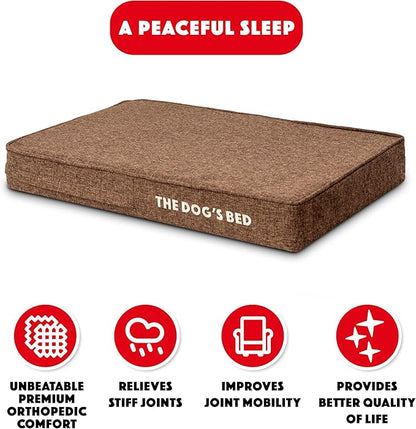 The Dog’s Bed Orthopedic Memory Foam Dog Bed Mattress, Linen Fabric, Brown Linen, S, 4-Inch