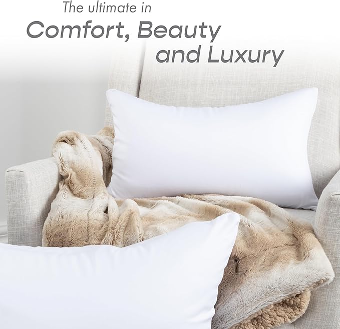 PILLOWY 16"x16" Throw Pillowcases (Cover Only) - 85/15 Nylon, Spandex - Luxurious, Silky, Stretchy & Soft - 1Pcs Solid Color - A Perfect Choice for Couch Chairs Sofa Bed Adult or Kids Bedroom, White
