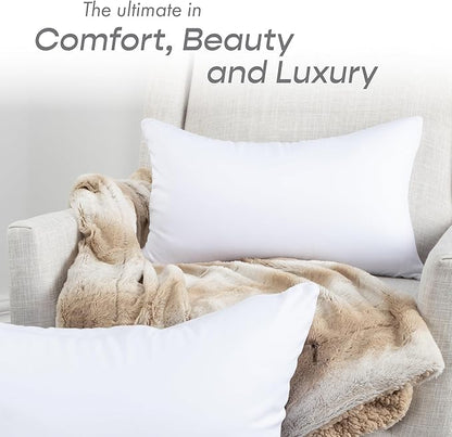 PILLOWY 16"x16" Throw Pillowcases (Cover Only) - 85/15 Nylon, Spandex - Luxurious, Silky, Stretchy & Soft - 1Pcs Solid Color - A Perfect Choice for Couch Chairs Sofa Bed Adult or Kids Bedroom, White