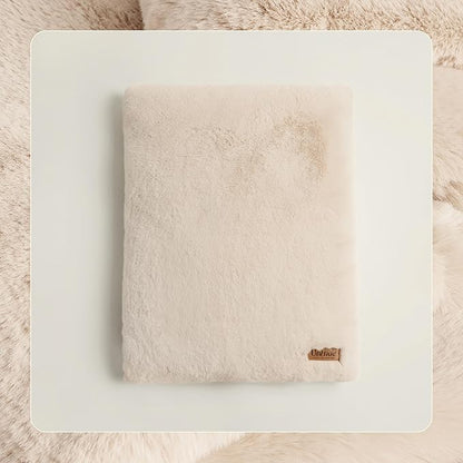 UnHide Floof Pet Pillow - Extra Soft Dog Bed Pillow- Removable Faux Fur Cover - Machine Washable - Helps Ease Pet Anxiety & Provides The Perfect Sleep, 36 x 42 x 5, Large - Beige