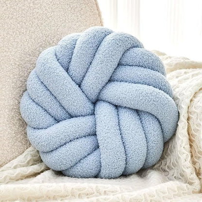 Uvvyui Knot Pillows, 14 Inch Decorative Throw Pillows Round Pillows Cushion, Soft Handmade Knotted Ball Pillow Plush Cushion Home Decor for Bed Couch Living Room (Dusty Blue, 14 Inch)