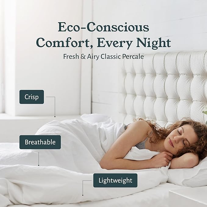 California Design Den 2-Pack 100% Organic Cotton Sheet Sets Full Size Bed - Crisp Percale Feel, Deep Pocket Sheets, Lightweight Bedding Set - True Ivory
