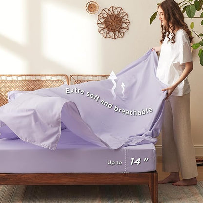 Bedsure Full Size Comforter Set - 7 Pieces Floral Lavender Soft Bedding Sets, Full Bed in a Bag with Botanical Flowers Comforter, Sheets, Pillowcases & Shams