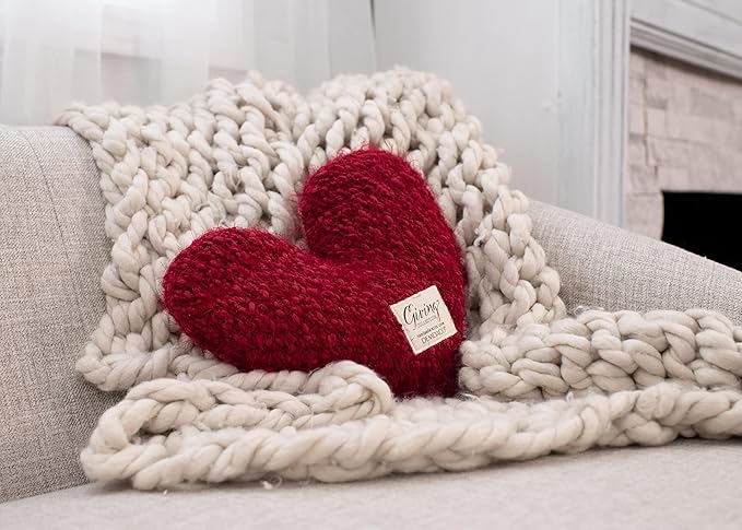 DEMDACO Giving Heart Cranberry Red 10 x 11 Cotton Weighted Plush Decorative Throw Pillow