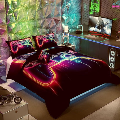 Namoxpa6 Pieces Gamer Comforter Sets for Boys Kids Teens,3D Pattern,Decorative 6 Piece Bedding Sets with Comforter,Flat Sheet,Fitted Sheet,Throw Pillow Cover,Pillow Shams,Full Size