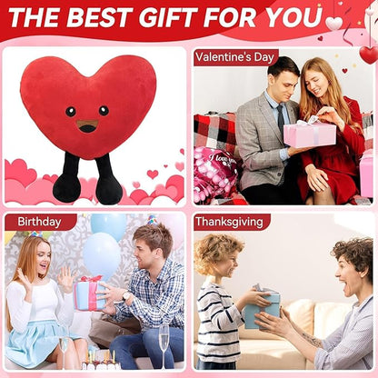 Valentine's Day Heart Pillow,Cute Red Heart Pillow Plush,Fluffy Decorative Heart Throw Pillow,Valentines Day Gifts for Her,Heart Plush for Girl Friends Birthday Mother's Day(15 Inches)