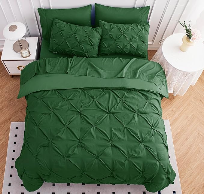 California King Comforter Set - 7 Piece - All Season Luxury Bed in a Bag for Bedroom - Cal King Bedding Sets with Comforter, Sheets, Pillowcases & Shams - Ultra-Soft, Warm & Cozy Bed Set - Olive Green | Luxury drape, Ultra soft feel, Balanced warmth, F...