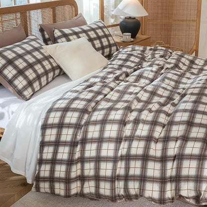 Buffalo Plaid Comforter Set King 3 Pieces Soft Cute Plaid Bedding Comforter Lightweight Check Geometric Style Geometric Comforter Set for All Seasons 1 Comforter and 2 Pillowcases