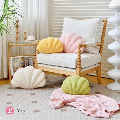 Seashell Throw Pillows, Shell Shaped Throw Pillows, Soft Home Decorative Pillow Plush Cushion for Bed Couch Living Sofa Room Decor Accent Throw Pillow (13x10 Inch, Dusty Pink)